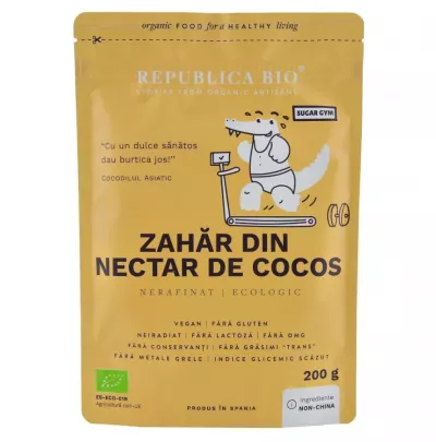REPUBLICA BIO ZAHAR DIN NECTAR DE COCOS ECOLOGIC PUR 200G