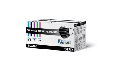 SERIX MASCA MEDICALA 3PLIURI TIP II R CULOARE NEAGRA 50BUC