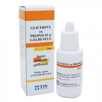 TIS GLICERINA CU PROPOLIS SI GALBENELE 25ML