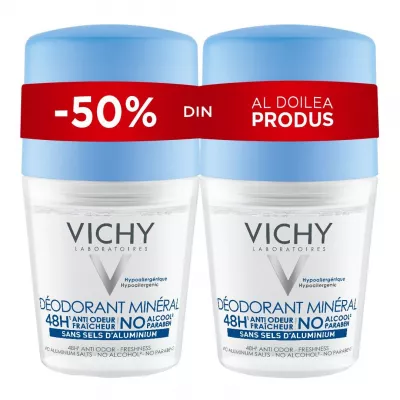 VICHY DEO ROLL ON BIPACK 48H MINERAL 2X50ML