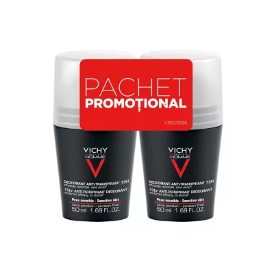 VICHY HOMME DEO ROLL ON BIPACK ANTI-PERSPIRANT EXTREME CONTROL 72H 2X50ML