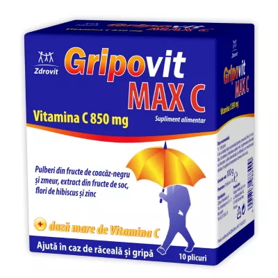 ZDROVIT GRIPOVIT MAX C FARA ZAHAR PULB 10PL