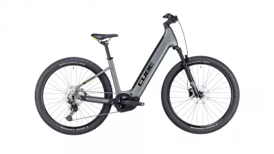 BICICLETA ELECTRICA E-BIKE CUBE REACTION HYBRID PRO 750 EASY ENTRY FLASHGREY GREEN 2023 CADRU XL (22") - ROTI 27.5"