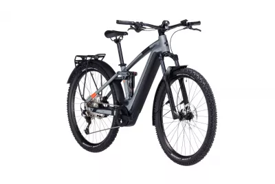 BICICLETA ELECTRICA E-BIKE CUBE STEREO HYBRID 120 PRO ALLROAD 750 FLASHGREY ORANGE 2023 CADRU S (16") - ROTI 27.5"