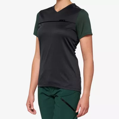 TRICOU 100% RIDECAMP WOMENS SHORT SLEEVE CHARCOAL/FOREST GREEN M