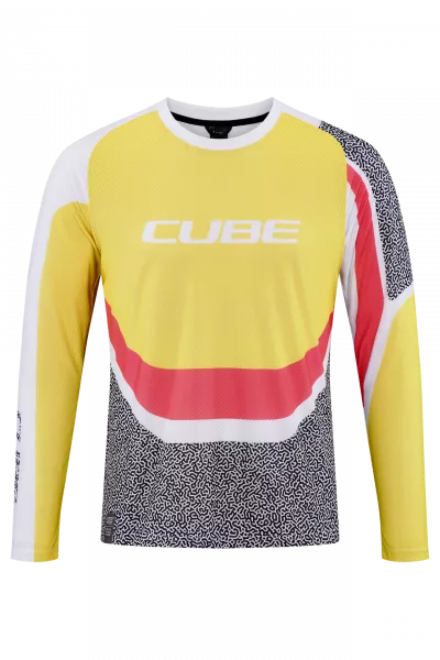 TRICOU CICLISM CUBE VERTEX ROUND NECK JERSEY L/S YELLOW PINK L