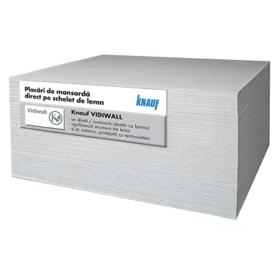 Placa gips carton KNAUF VIDIWALL, grosime 12.5 mm, 2600 x1200 mm