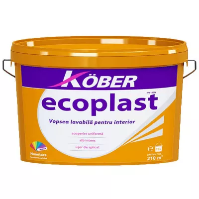 Vopsea lavabila pentru interior, Kober Ecoplast, alb, 8.5L
