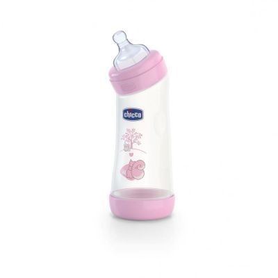 Biberon Chicco WellBeing PP in unghi, girl, 250ml, t.s., flux normal, 0+luni, 0%BPA