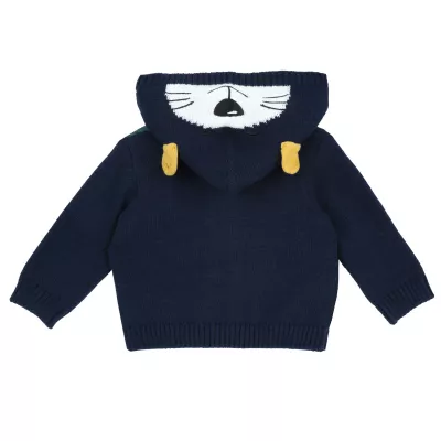 Cardigan copii Chicco tricotat cu gluga, albastru inchis, 01981-65MFCO, 62