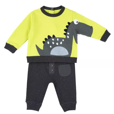 Costum bebe Chicco, tricou si pantaloni, gri inchis, 00739-63MFCO, 56