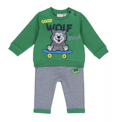 Costum bebe Chicco, tricou si pantaloni, verde, 00740-63MFCO, 56