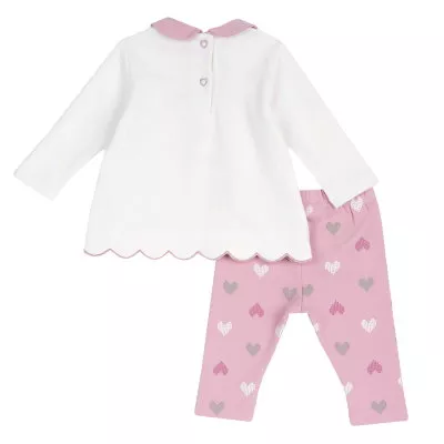 Costum copii Chicco, bluza si colanti, alb cu roz, 75672-65MFCO, 56