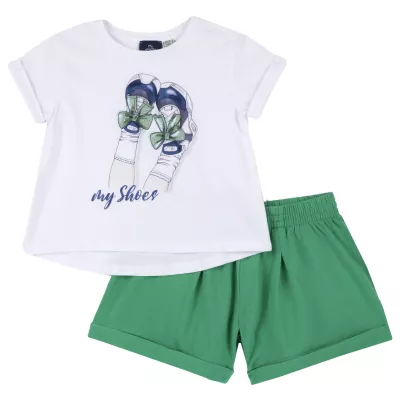 Costum copii Chicco, tricou si pantaloni, Verde, 00797-64MC, 122