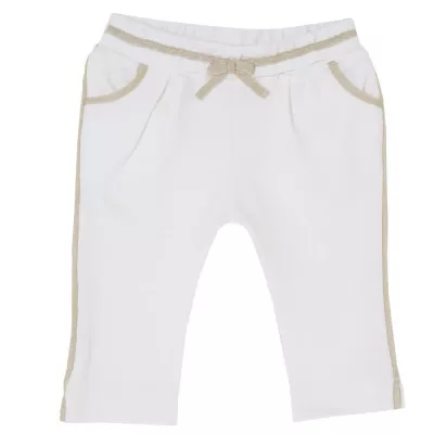 Pantalon lung stretch Chicco, fetite, alb cu auriu, 80