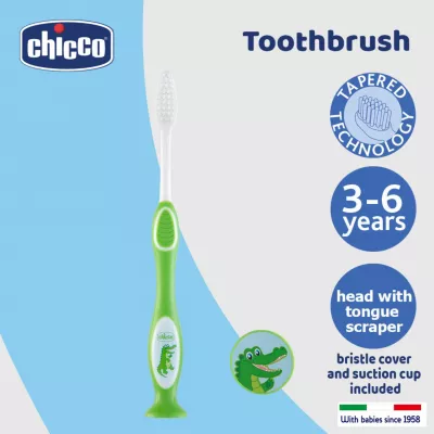 Periuta pentru dinti de lapte Chicco, 3-6 ani, verde