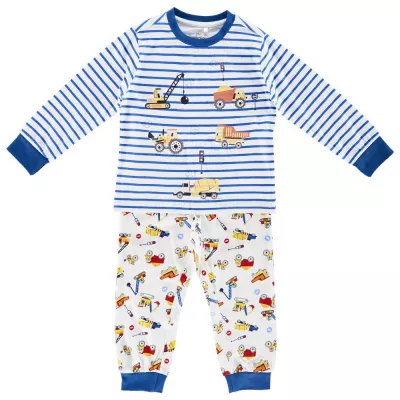 Pijama copii Chicco, maneca lunga, baieti, alb cu albastru, 104