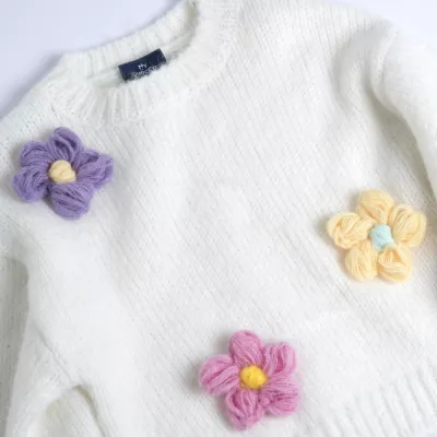 Pulover copii Chicco tricotat, alb, 69772-65MC, 92