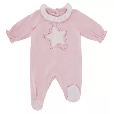 Salopeta bebelusi Chicco, cu botosei incorporati, inchidere spate, fetite, roz, 68