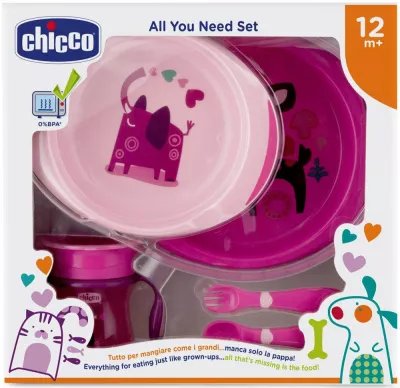 Set complet hranire Chicco, Girl, 12luni+