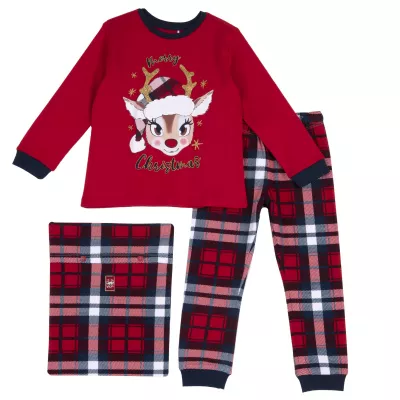 Set pijama fetite Chicco pentru Craciun, Rosu, 31450-65MC, 122