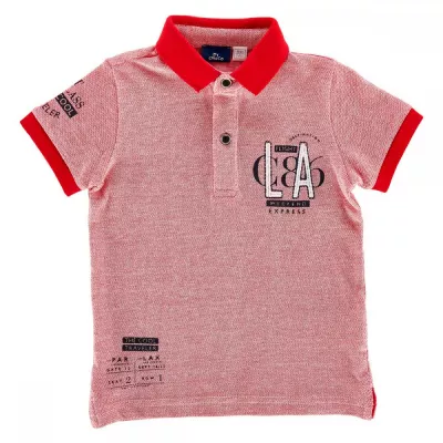 Tricou pentru copii Chicco, polo cu maneca scurta, rosu cu alb, 104
