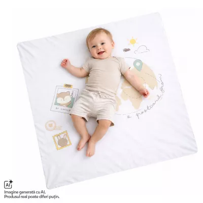 Set lenjerie din bumbac pentru patut Chicco Next2Me Forever, Cloud