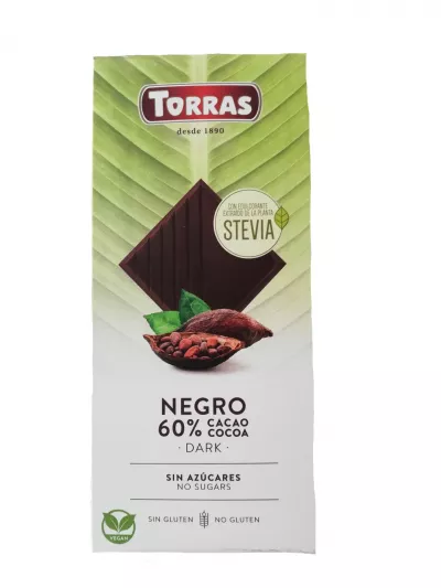 Ciocolată neagră Torras cu 60% cacao Stevia * 100 g