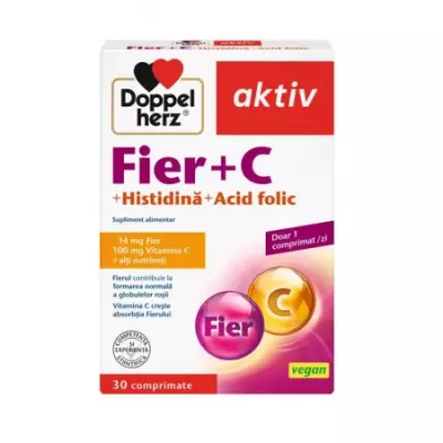 Doppelherz aktiv Fier+Vitamina C+Acid folic+Histadină * 30 comprimate
