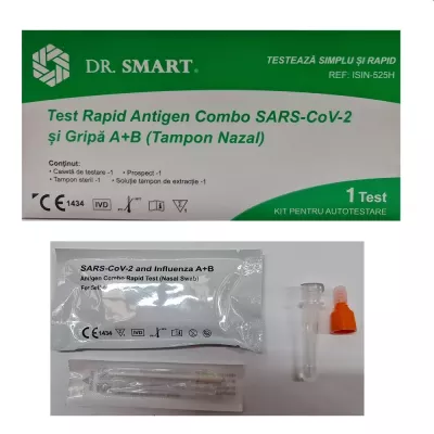 Dr. Smart test rapid antigen combo Gripă A+B si Sars-cov 2 (tampon nazal) * 1 bucată
