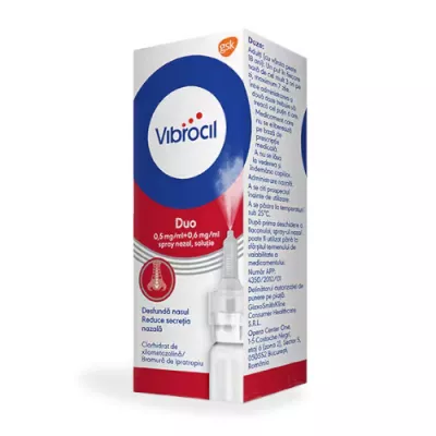 Vibrocil Duo 0,5 mg/ml + 0,6 mg/ml spray nazal, soluție * 10 ml