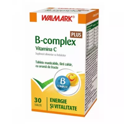 B complex cu vitamina C * 30 tablete masticabile cu aromă de fructe