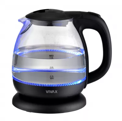 Fierbator de apa Vivax WH-100G, 1100W, 1.0 L, iluminare LED, indicator nivel apa, oprire automata, vas sticla, negru