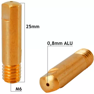 Duza de contact sarma de aluminiu 0.8 mm, M6x25 mm