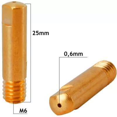 Duza de contact sarma de otel 0.6 mm, M6 x 25 mm