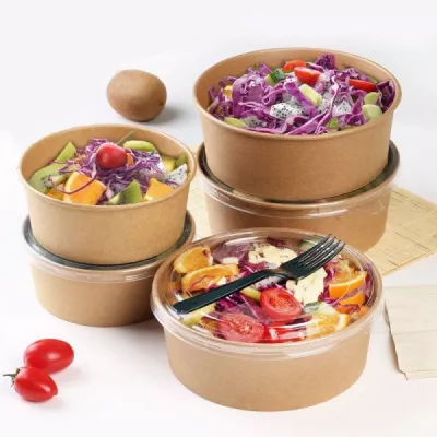 Caserole carton - BOL SALATA CARTON 550 CC CU CAPAC KRAFT 50 BUC/SET, deterlife.ro