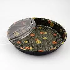 Caserole PET si PP - CASEROLA CU CAPAC R34 ROTUNDA PT.SUSHI 35 CM DIAMETRU X 4 CM ADANCIME 25 BUC/SET, deterlife.ro