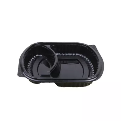 CASEROLA OVALA PP NEAGRA 2 COMP. CU CAPAC 100 BUC