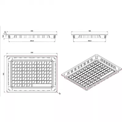 Caserole PET si PP - CASEROLA PLASTIC SUSHI  CU CAPAC 100 BUC/SET 255*185 ST6, deterlife.ro