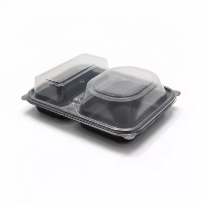 Caserole PET si PP - CASEROLA PP NEAGRA BURGER & CHIPS CU CAPAC 100 buc/set, deterlife.ro