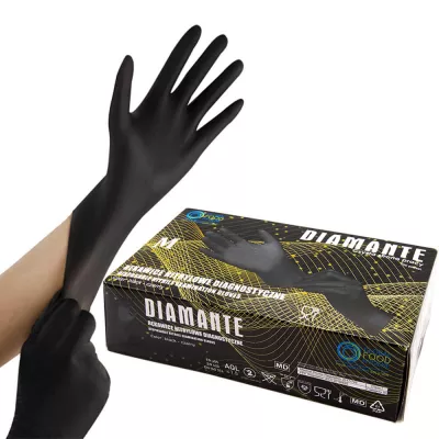 Protectie maini - DIAMANTE MANUSI NITRIL  NEGRE 100/SET M, deterlife.ro