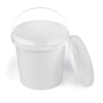 Caserole PET si PP - GALEATA 5 LT ALBA CU MANER SI CAPAC SIGILABIL, deterlife.ro