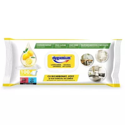 Servetele umede - HYGIENIUM SERVETELE UMEDE UNIVERSALE CU BICARBONAT SI OTET PARFUM LAMAIE 100 BUC
, deterlife.ro