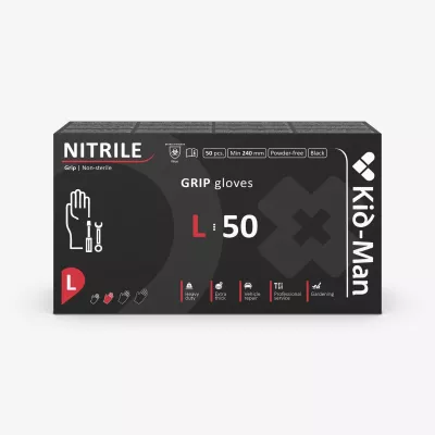 Protectie maini - MANUSI NITRIL KIDMAN GOGRIP NEGRE 50 BUC/SET -  L, deterlife.ro