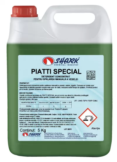 Detergenti bucatarie - PIATTI SPECIAL 5 KG DETERGENT CONCENTRAT PENTRU SPALAREA MANUALA A VESELEI SHARK, deterlife.ro