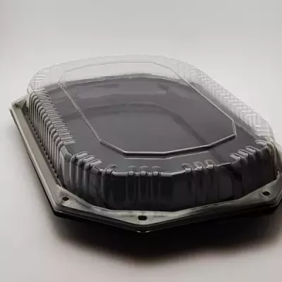 Caserole PET si PP - PLATOU OVAL NEGRU 430 CU CAPAC TRANSPARENT 10 BUC / SET
, deterlife.ro