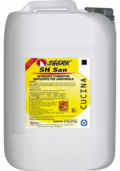 Detergenti industria alimentara - SH SAN 12 KG DETERGENT IGENIZANT PE BAZA DE CLOR PENTRU MASINI DE SPALAT VASE SHARK, deterlife.ro