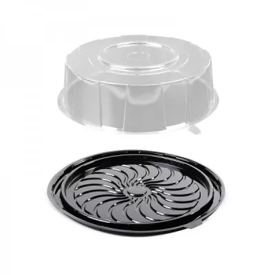 Caserole PET si PP - TAVA ROTUNDA TORT 30 CM LARGE L-425 CU CAPAC DECORAT TRANSPARENT L-420 SET 50 BUC, deterlife.ro