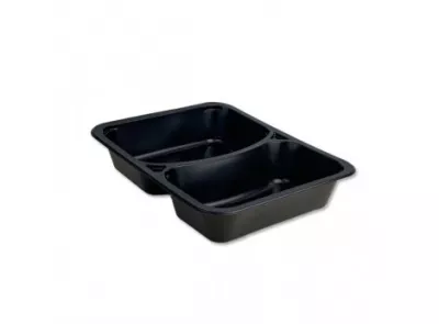 Caserole PET si PP - TAVITE MENIU 227x178x45 NEGRE PP 50 BUC/SET 2 COMPARTIMENTE, deterlife.ro