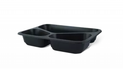 Caserole PET si PP - TAVITE MENIU 227x178x45 NEGRE PP 50 BUC/SET 3 COMPARTIMENTE, deterlife.ro